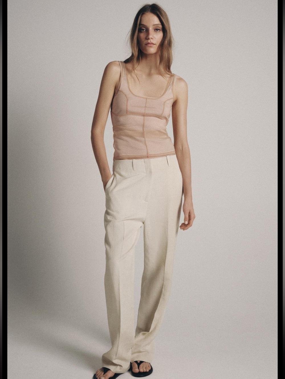 Zara double layered tulle stitching top